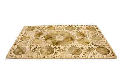 5x8 Cream & Brown Abstract Design Rug Hand-Tufted Modern Living Room Carpet