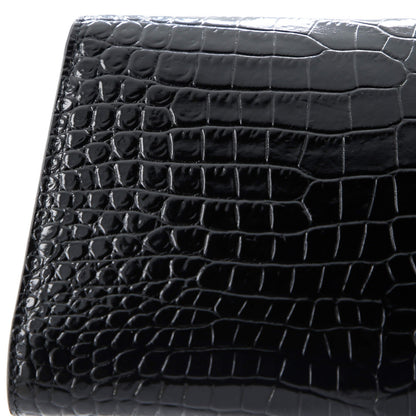 Saint Laurent Uptown Chain Wallet Crocodile Embossed Leather