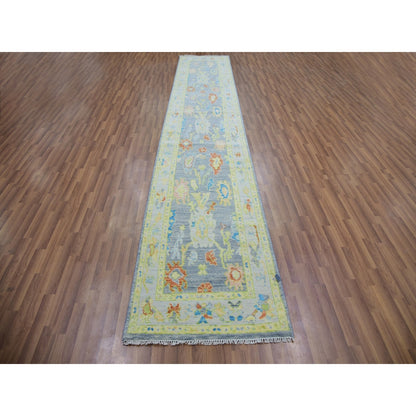 2'10"X15'7" Gray Oushak Weave And Design Hand Knotted Wool Xl Runner Rug