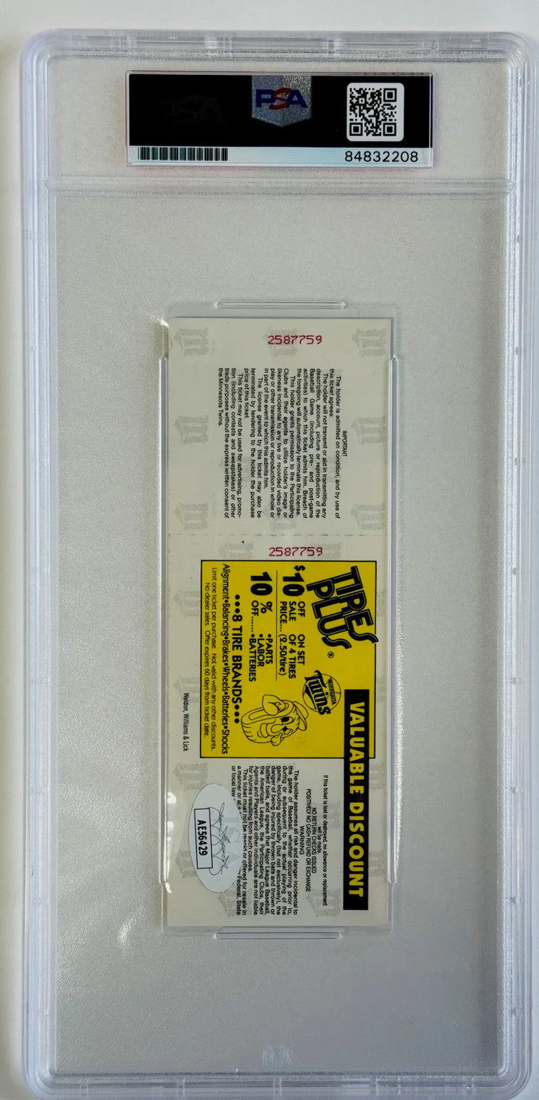Career 3000th Signed Winfield Dave Auto Authentic Ticket Hit Sept 16 1993 (PSA)