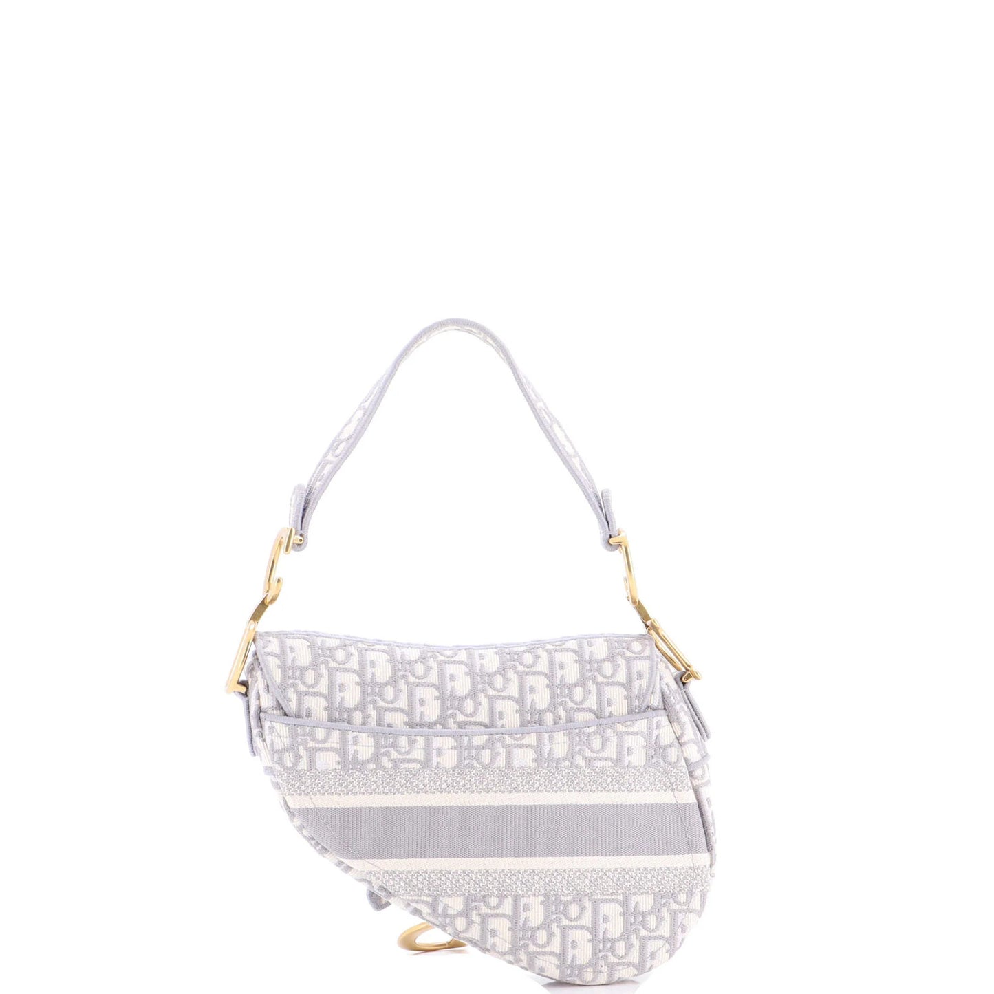 Christian Dior Saddle Handbag Logo Embroidered Oblique Canvas Medium