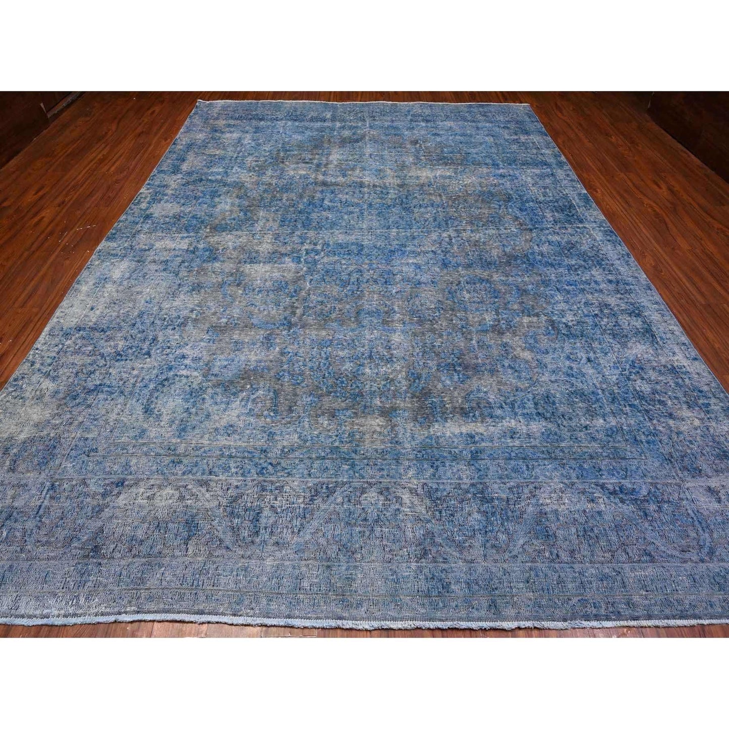 9'7"X13'1" Bayern Blue Overdyed Vintage Zoroastrian Karman Oriental Rug