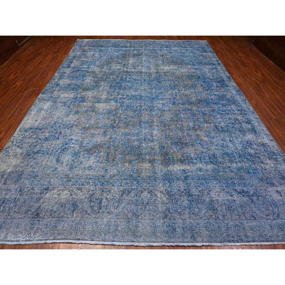 9'7"X13'1" Bayern Blue Overdyed Vintage Zoroastrian Karman Oriental Rug