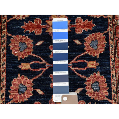 2'6"X7'9" Yale Blue Heris All Over Design Hand Knotted All Wool Runner Rug