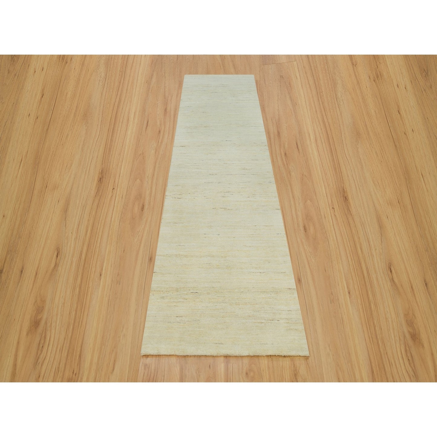 2'6"X10' Ballet White Lori Buft Plain Design Wool Hand Knotted Runner Rug