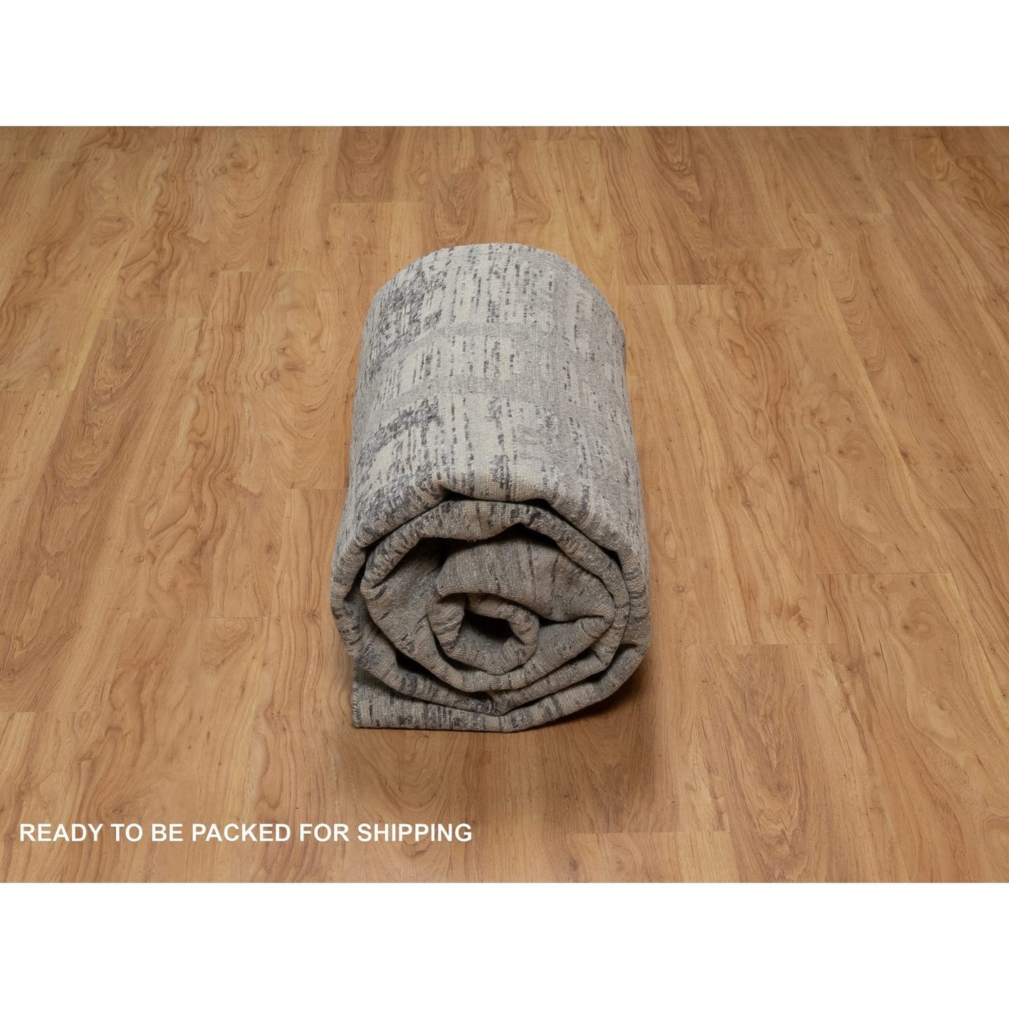 8'1"X10' Nevada Gray Modern Design Undyed Natural Wool Hand Knotted Rug