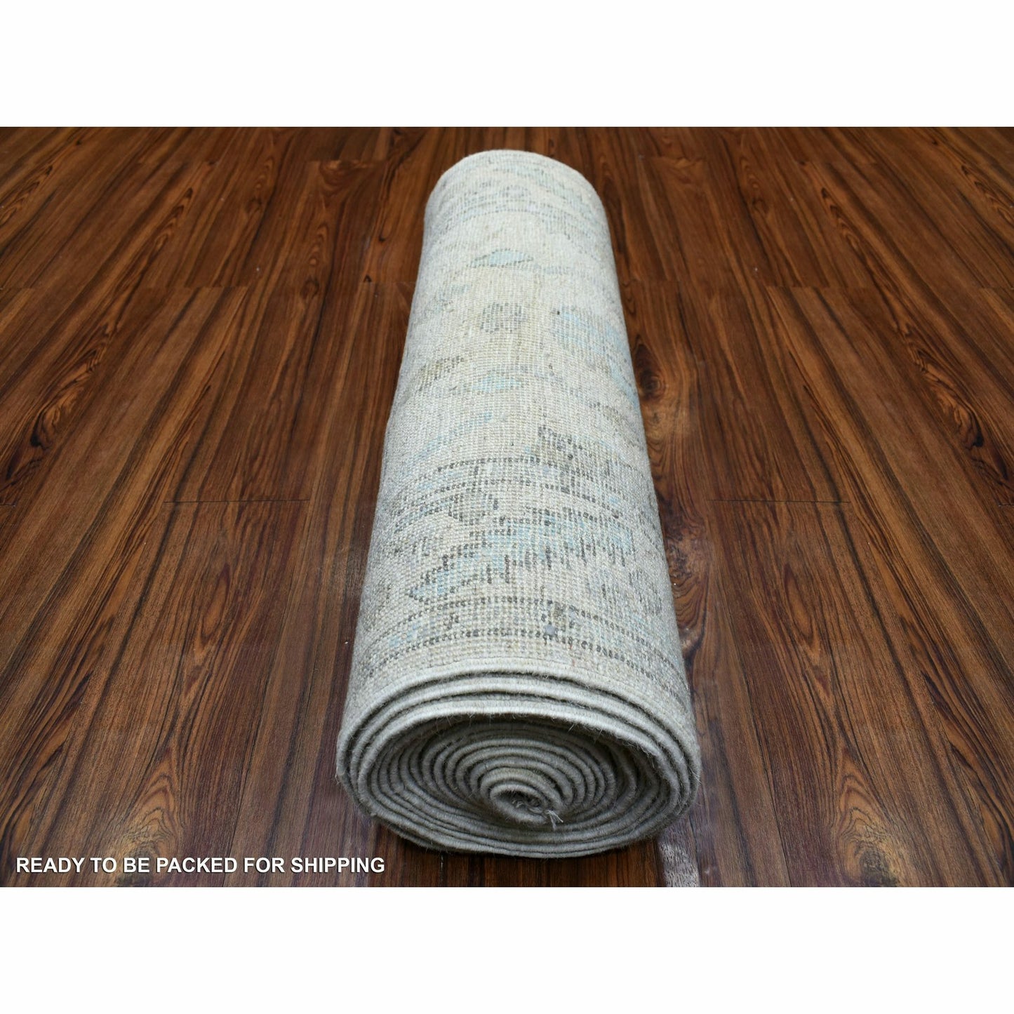 2'6"X19'9"Hand Knotted Angora Oushak Afghan Runner Gray Pure Wool