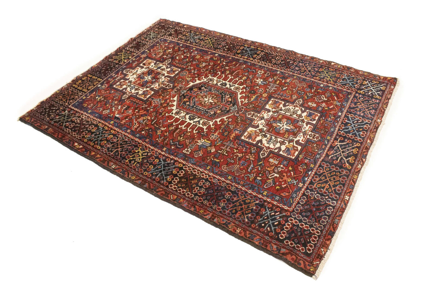 Semi-Antique Oriental Rug Rusty Red Geometric
