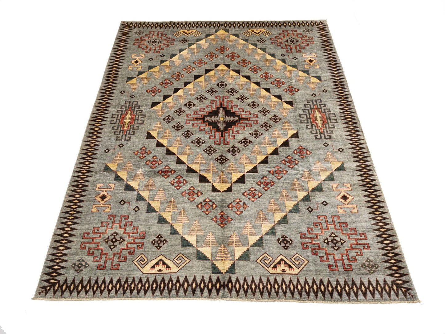 Geometric Tribal Afghan Oriental Rug Handmade Farmhouse Decor Carpet 10X14