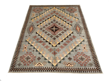 Geometric Tribal Afghan Oriental Rug Handmade Farmhouse Decor Carpet 10X14