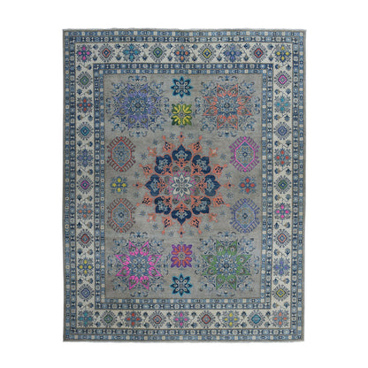 8'X9'9" Colorful Fusion Kazak Pure Wool Hand-Knotted Oriental Rug
