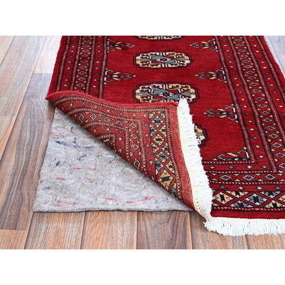 2'X3' Scarlet Red Princess Bokara Soft Wool Hand Knotted Sample Mat Rug