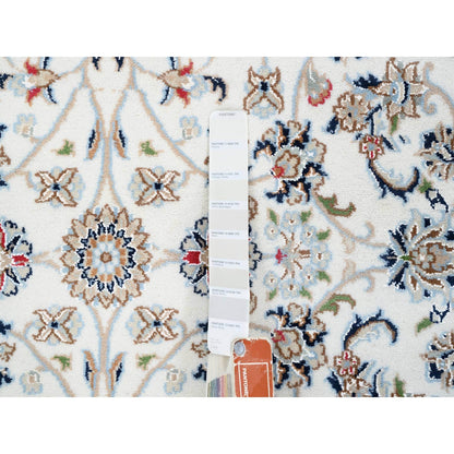 4'10"X6'8" Ivory Nain Flower Design 250 Kpsi Wool Hand Knotted Rug