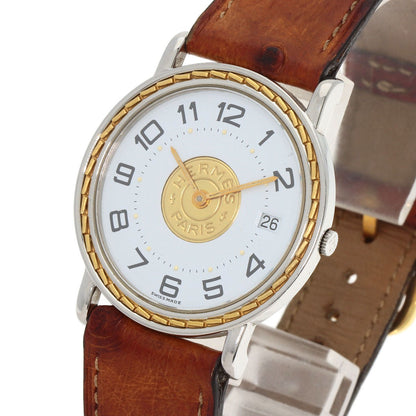 Leather HERMES Serie Watches Stainless Steel/