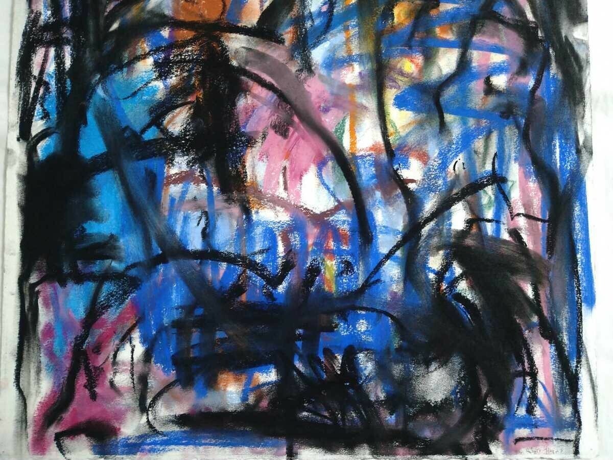 Robert Harms (America) Original Painting Pastel On Paper Signed Framed Abstract