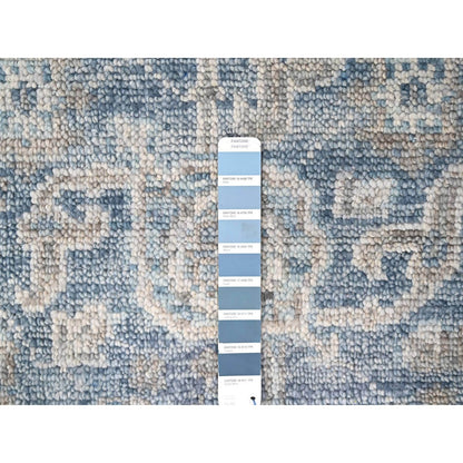 2'6"X8'5" Imperial Blue Oushak Design Hand Knotted Soft Wool Runner Rug