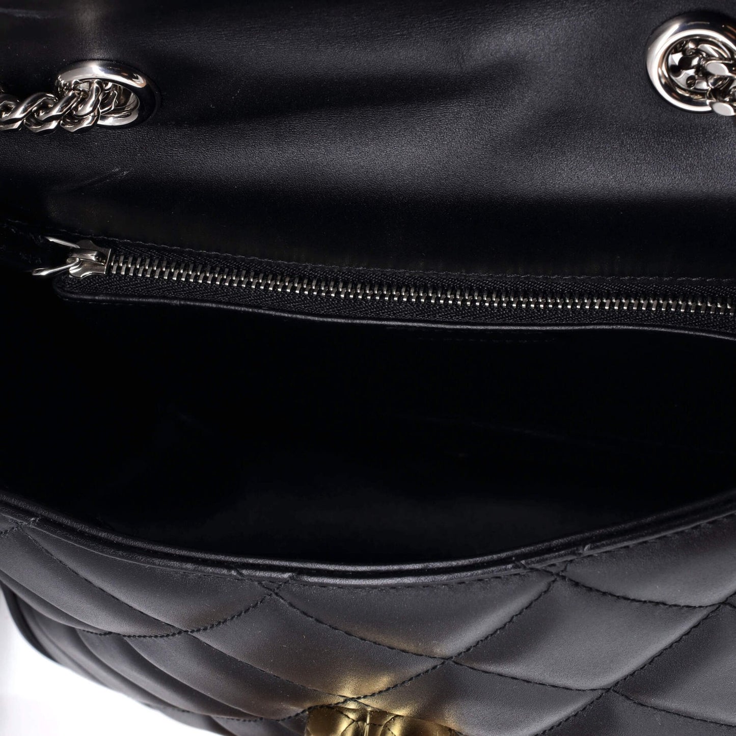 Gucci Deco Chain Flap Bag Mixed Matelasse Leather Small