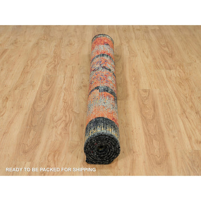 6'2"X9' Red Wool Hand Knotted Ancient Ottoman Erased Design Rug
