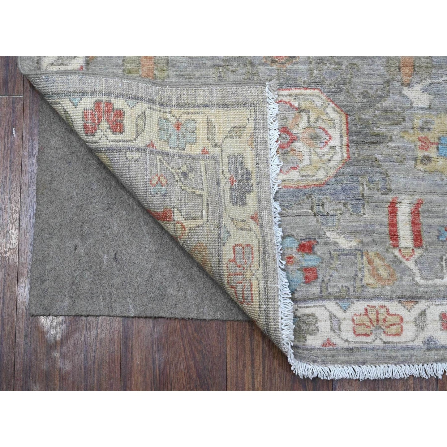 2'6"X9'9" Lava Gray North West Zoroastrian Hand Knotted Wool Oriental Rug