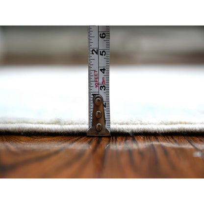 2'7"X9'5" White Hand Knotted Soft Wool White Wash Peshawar Runner Rug