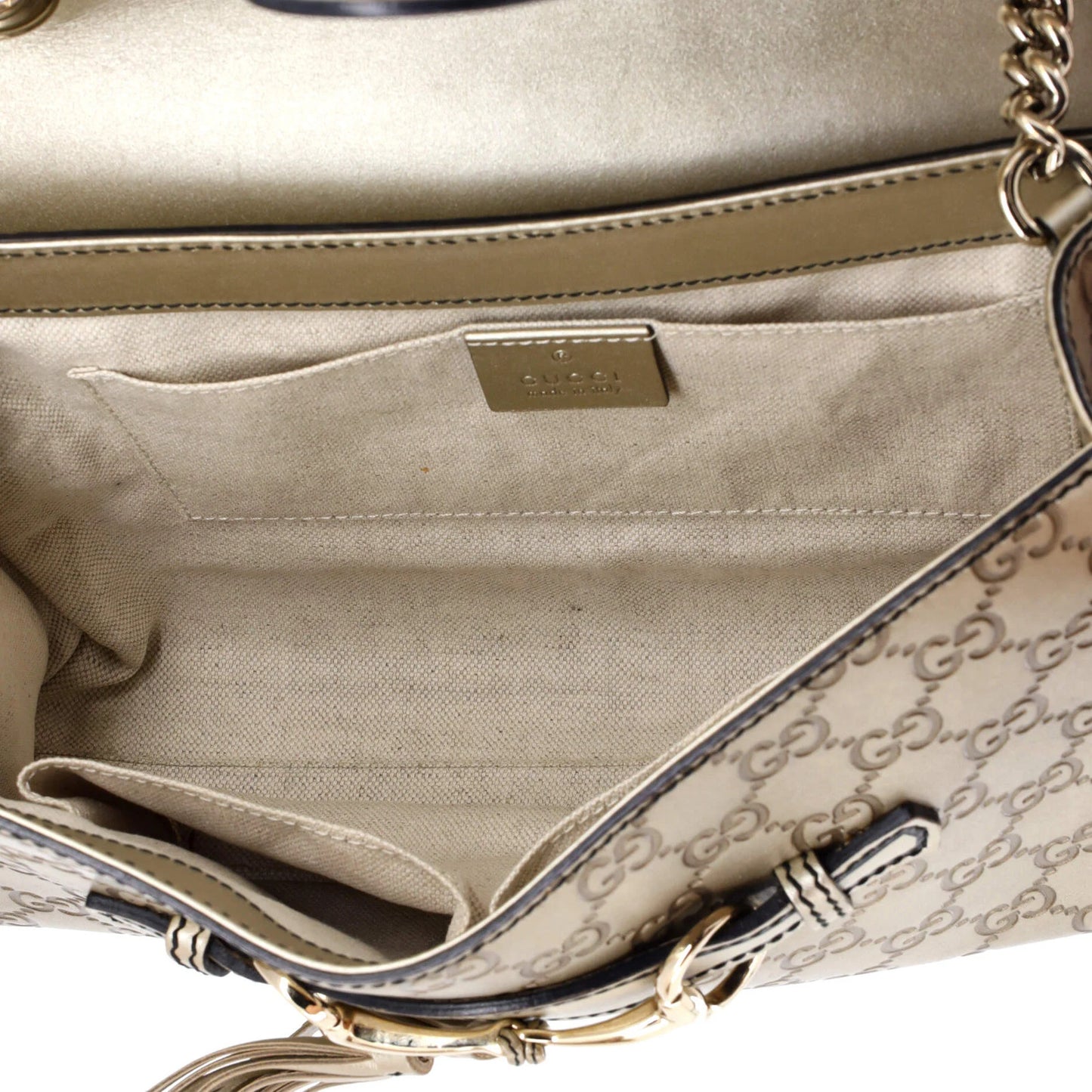 Gucci Emily Chain Flap Bag Guccissima Leather Medium