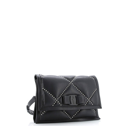 Salvatore Ferragamo Viva Bow Flap Bag Studded Leather Small