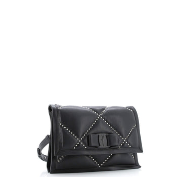 Salvatore Ferragamo Viva Bow Flap Bag Studded Leather Small