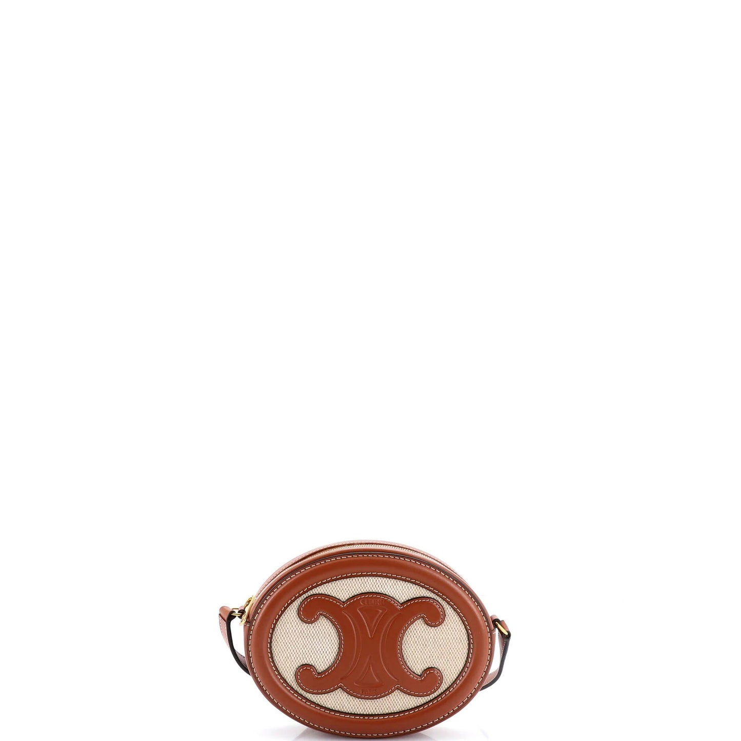 Celine Triomphe Oval Crossbody Bag Canvas And Leather