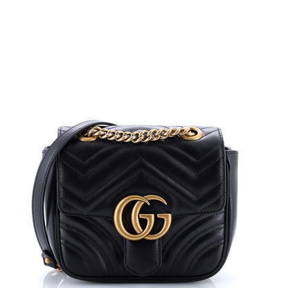 Gucci Gg Marmont Square Flap Bag Matelasse Leather Mini