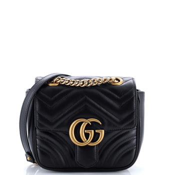 Gucci Gg Marmont Square Flap Bag Matelasse Leather Mini