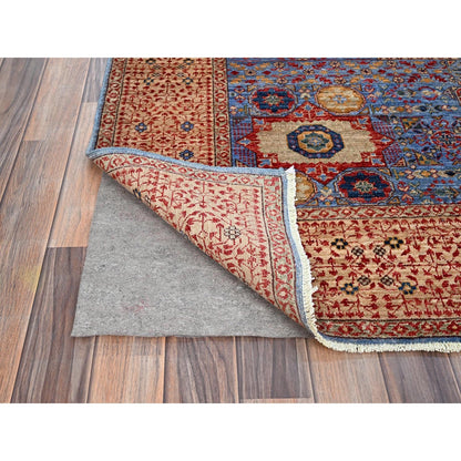 6'1"X9' Blue Hand Knotted All Wool Mamluk Dynasty 200 Kpsi Design Rug
