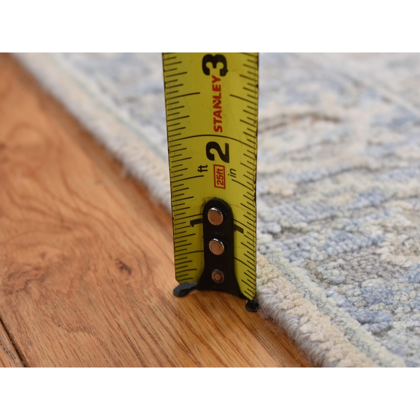 3'X5'3" Blue Silk With Wool Mughal Inspired Design Hand Knotted Rug