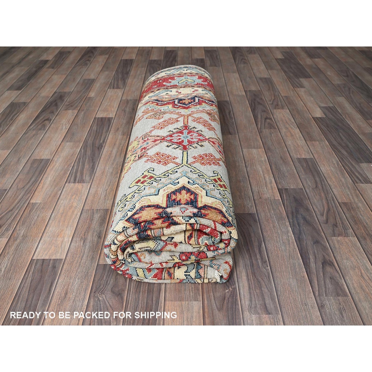 7'10"X9'10" Whisper Green Afghan Oushak Design 100% Wool Hand Knotted Rug