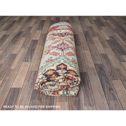 7'10"X9'10" Whisper Green Afghan Oushak Design 100% Wool Hand Knotted Rug