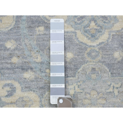 2'8"X7'7" Light Gray, Fine Peshawar, Soft Wool Hand Knotted, Runner Rug