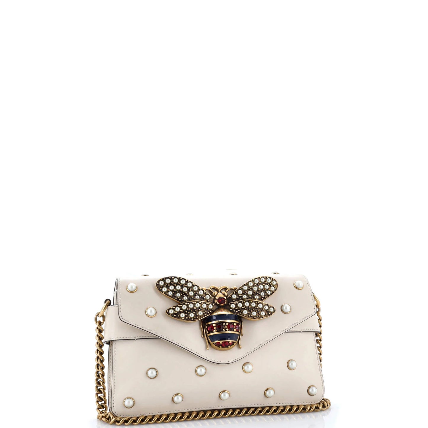 Gucci Broadway Pearly Bee Shoulder Bag Embellished Leather Mini