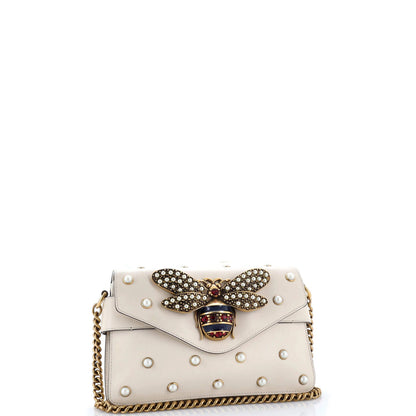 Gucci Broadway Pearly Bee Shoulder Bag Embellished Leather Mini
