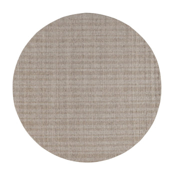 8'X8' Beaver Brown Stripes Design Hand Loomed Natural Wool Round Rug