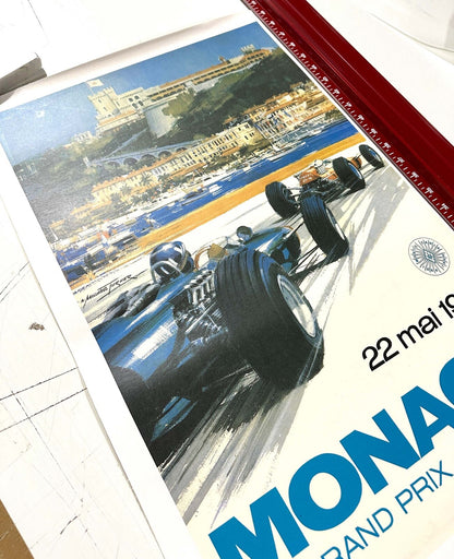 Monaco Grand Prix 1966 Michael Turner Vintage French Automobile Racing Poster