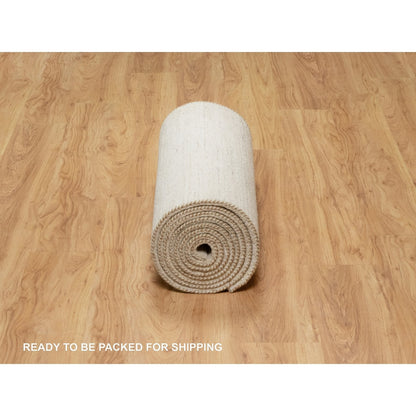 2'6"X13'10" White Hand Knotted Lori Buft Gabbeh Pure Wool Runner Rug