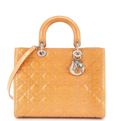 Christian Dior Lady Dior Bag Cannage Quilt Patent Large