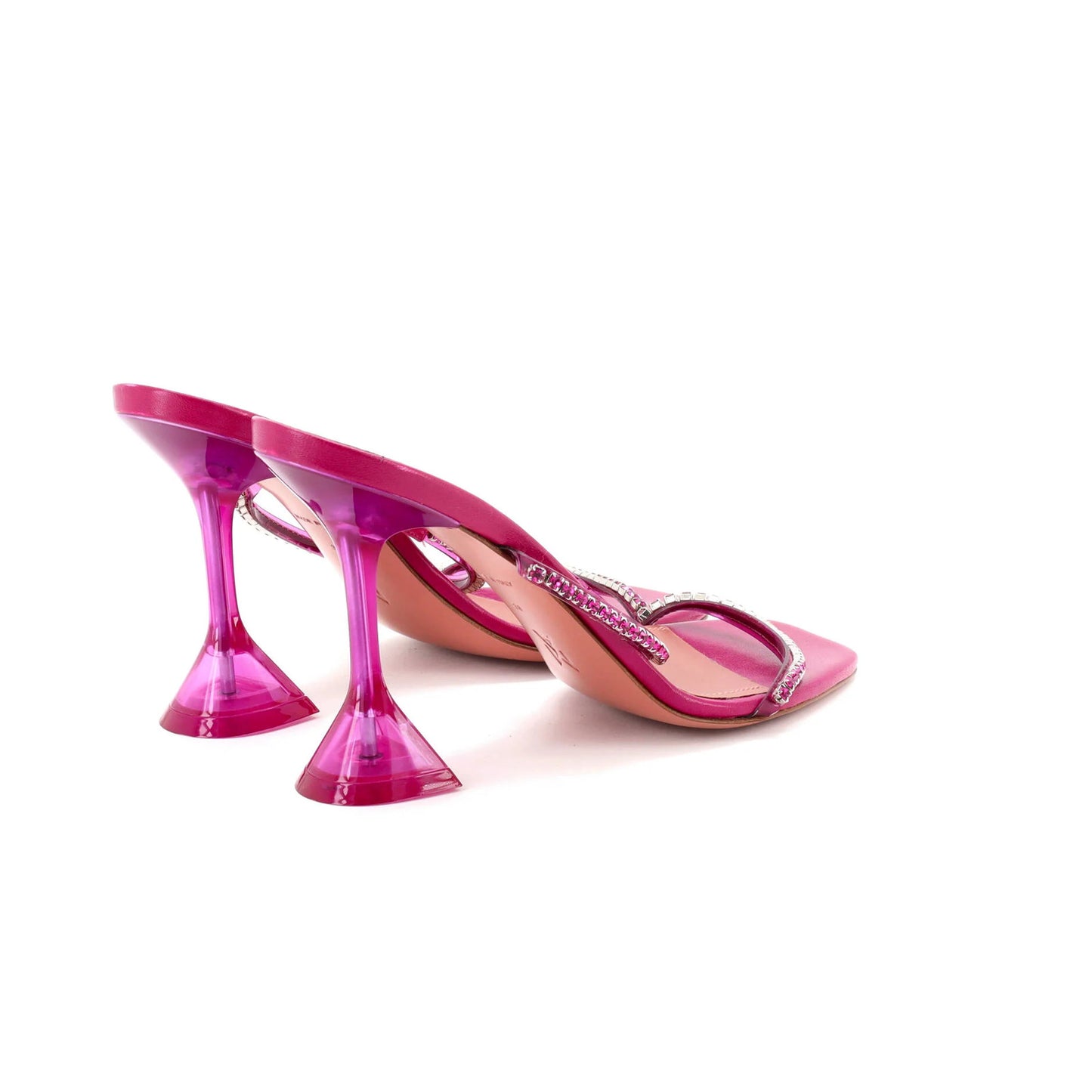 Amina Muaddi Women'S Gilda Heeled Sandals Leather With Crystals 105