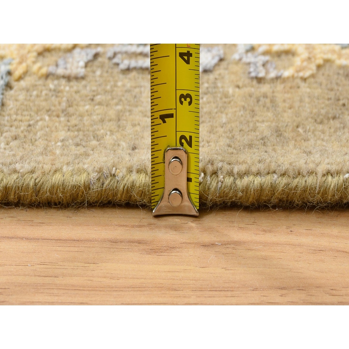 3'2"X5' Gold Brown Saroogh Silk With Wool Hand Knotted Rug