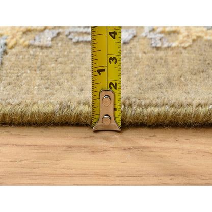 3'2"X5' Gold Brown Saroogh Silk With Wool Hand Knotted Rug