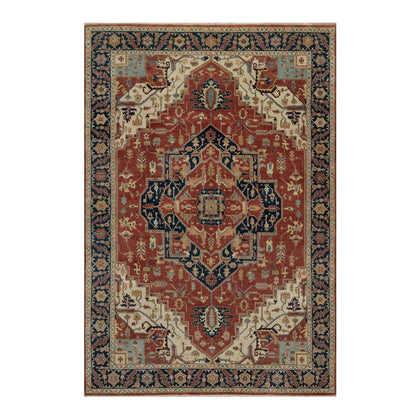 6'3"X9'1" Red Antiqued Heris Recreation Hand Knotted New Zealand Wool Rug