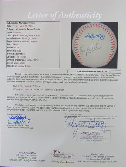 Minnesota Twins Greats Signed By 6 Oal Baseball