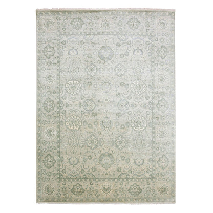 8'6"X12' Oushak Design With Touches Of Gold Pure Silk Hand Knotted Rug