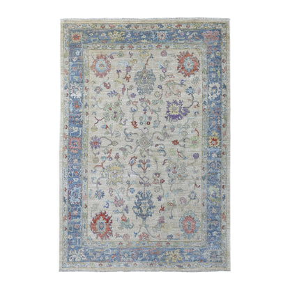 5'10"X9' Taupe Angora Oushak In A Colorful Palette Wool Hand Knotted Rug