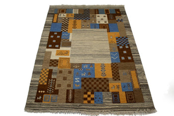 Multicolored Tribal Indo-Gabbeh Rug 6X8 ft - Handmade Carpet for Kids Room