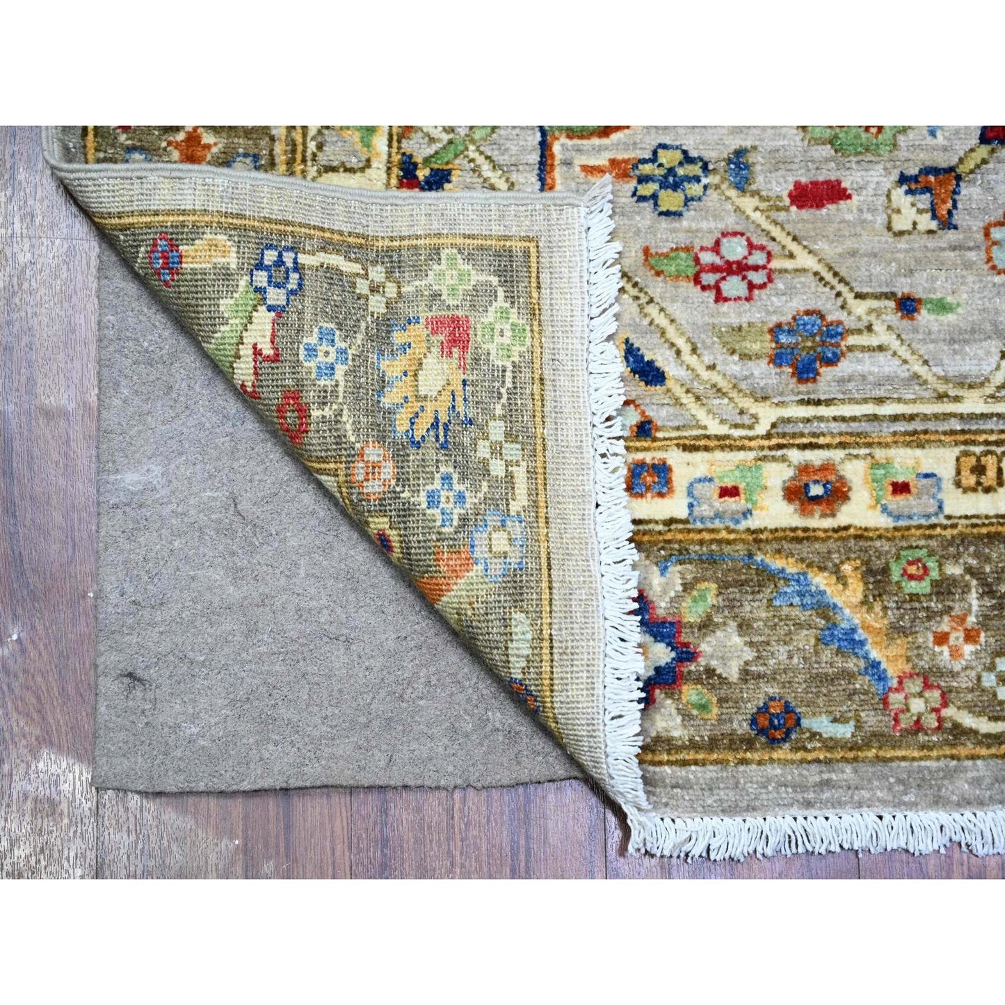 4'1"X11'8" Gray Vegatable Dyes Vibrant Wool Wide Runner Oriental Rug